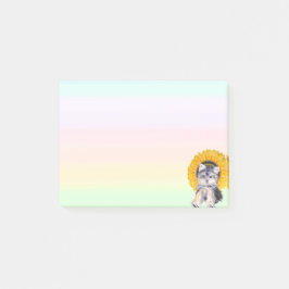 Yorkshire Valp Hund & Solros på Pastellfärger Post-it Block