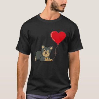 Yorkshire With Heart Balloon Valentines day Kärlek T Shirt