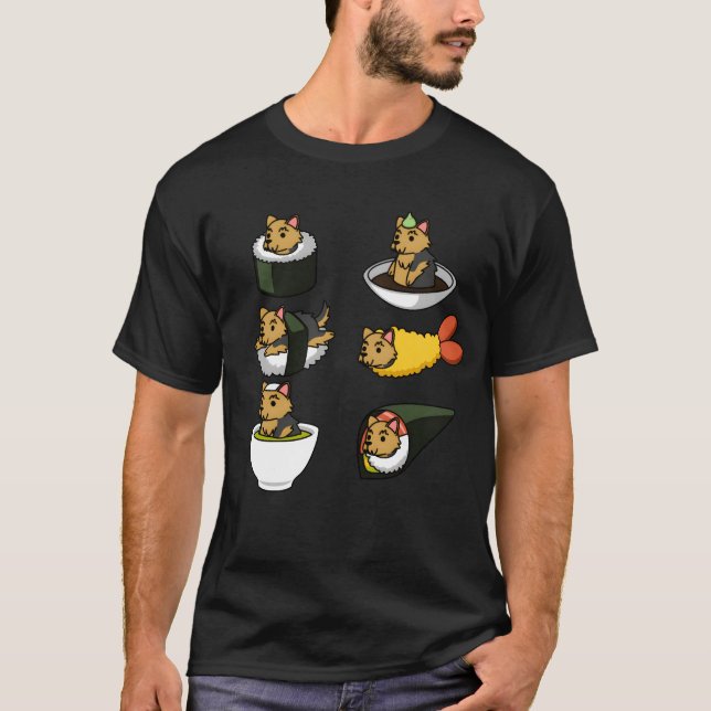 Yorkshireerrier Japanese Food boy T Shirt (Framsida)