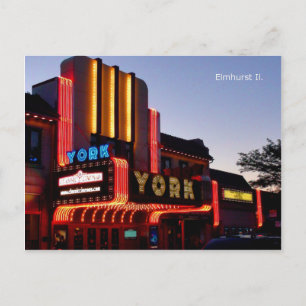 Yorkteatern Marquee, återställde Gem i Elmhurst Il Vykort