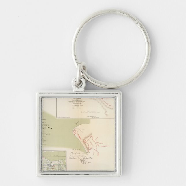 Yorktown, Gloucester, Va Fyrkantig Silverfärgad Nyckelring (Framsidan)