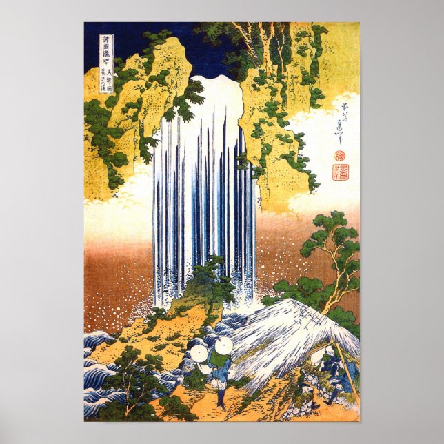 Yoro Falls Hokusai japansk finkonst Poster (Framsidan)