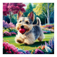 Yorshire Terrier Puppy som spelar i parken