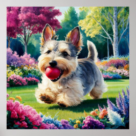 Yorshire Terrier Puppy som spelar i parken Poster