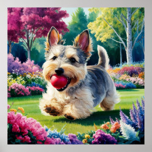 Yorshire Terrier Puppy som spelar i parken Poster