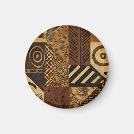 Yoruba-afrikanska mönster i jordtoner magnet