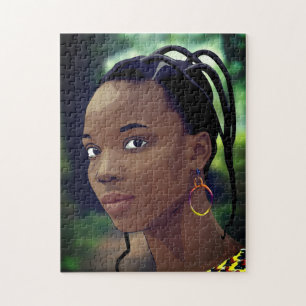Yoruba Dam med traditionell hairstil Pussel
