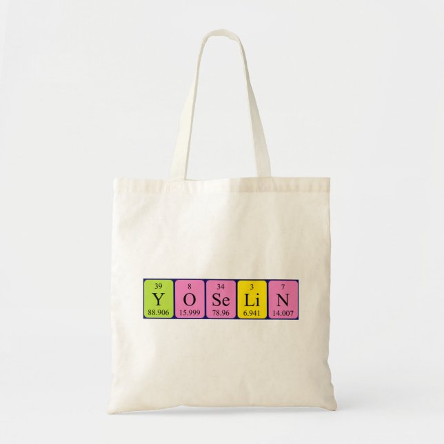 Yoselin periodiskt bord namn tote bag tygkasse (Framsidan)