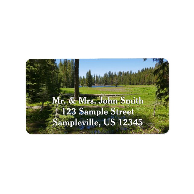 Yosemite äng med stjärnfall adressetikett (Framsidan)