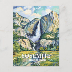 Yosemite Bridalveil Fall Färgrik Van Gogh Vintage Vykort