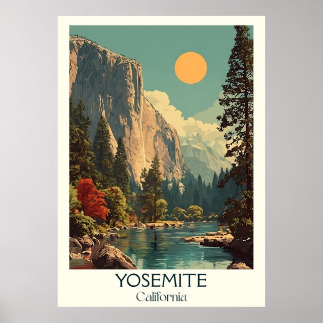 Yosemite California Art Skriv ut | Nationalparken Poster (Framsidan)