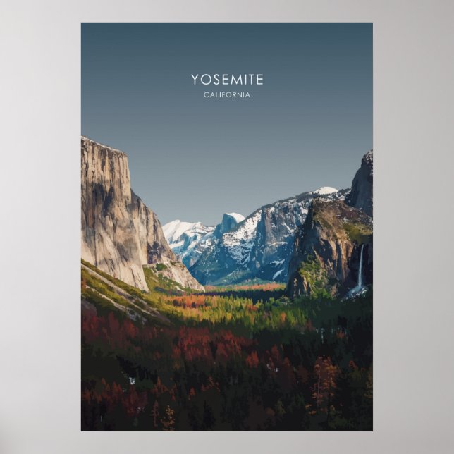 Yosemite, California Travel Illustration Poster (Framsidan)