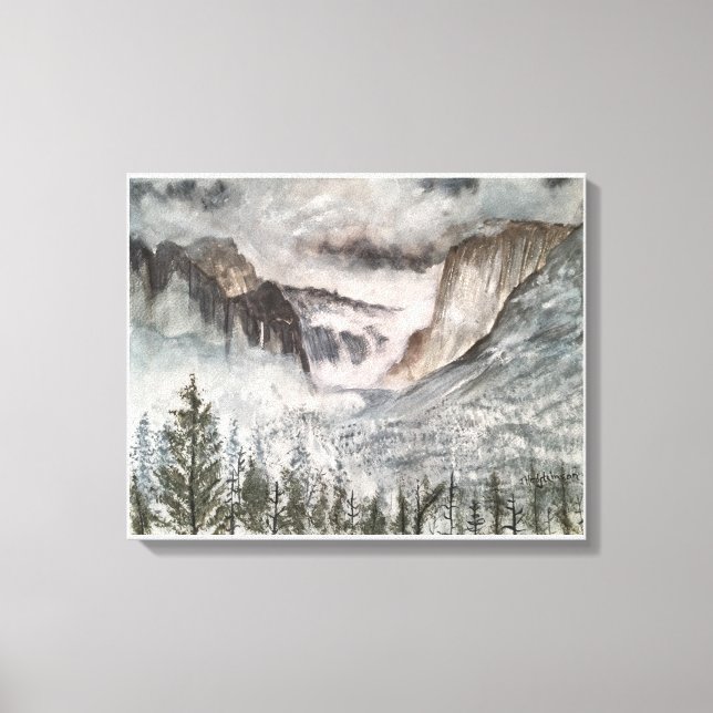 YOSEMITE CALIFORNIA VATTERCOLOR CANVASTRYCK (Framsida)