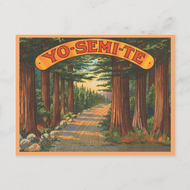 Yosemite California vintage scen Vykort (Framsida)
