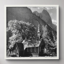 Yosemite Chapel USA Black & White