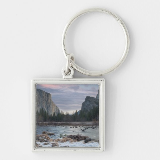 Yosemite dal fyrkantig silverfärgad nyckelring (Framsidan)