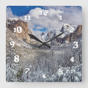Yosemite dal i snö fyrkantig klocka
