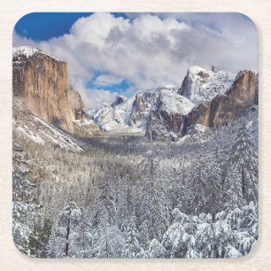 Yosemite dal i snö underlägg papper kvadrat