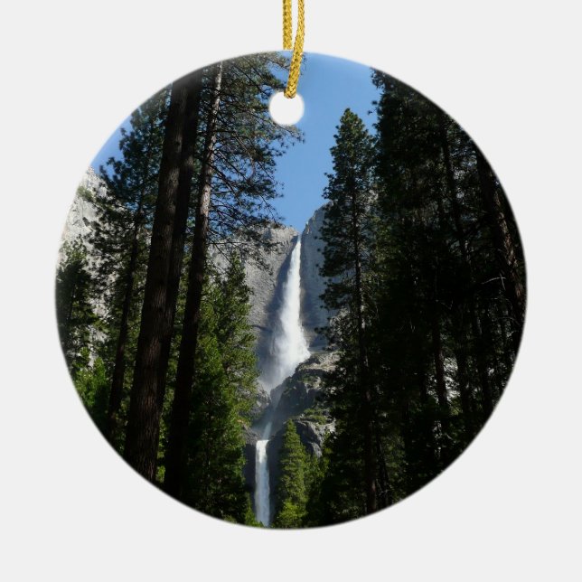 Yosemite Falls and Skogen Ligcape Photography Julgransprydnad Keramik (Framsidan)