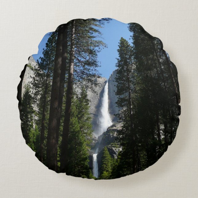 Yosemite Falls and Skogen Ligcape Photography Rund Kudde (Framsidan)