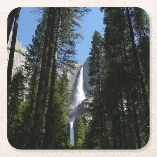 Yosemite Falls and Skogen Ligcape Photography Underlägg Papper Kvadrat