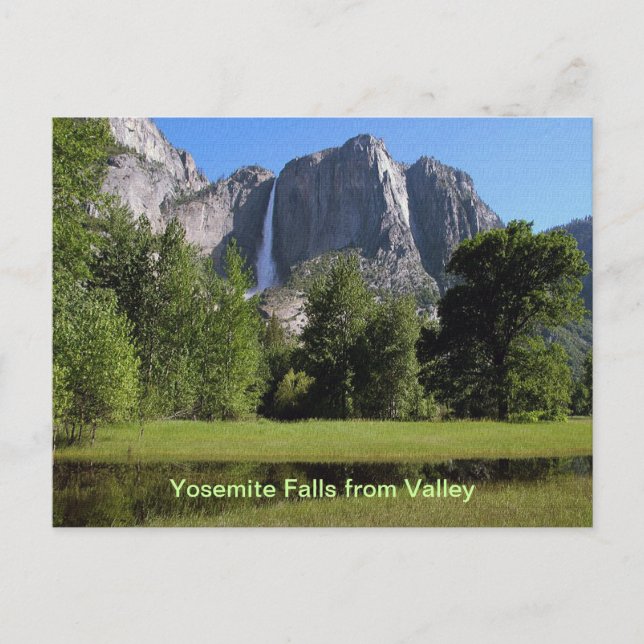 Yosemite Falls från dalen i Kalifornien Vykort (Framsida)