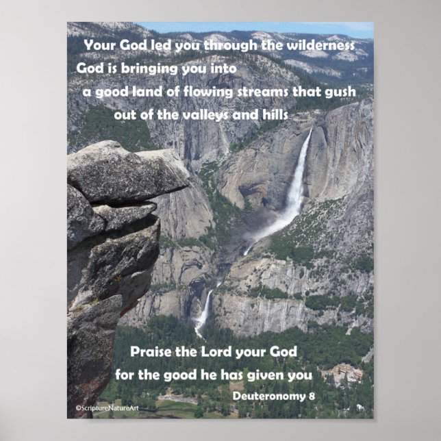 Yosemite Falls, Glacier Point, Deuteronomy 8 Poster (Framsidan)