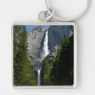 Yosemite Falls II från Yosemite National Park Fyrkantig Silverfärgad Nyckelring