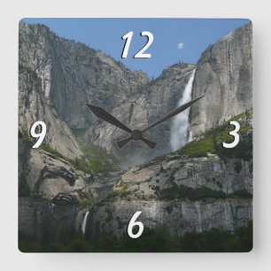 Yosemite Falls III från Yosemite National Park Fyrkantig Klocka