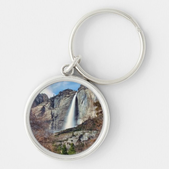 Yosemite Falls Rund Silverfärgad Nyckelring (Framsidan)