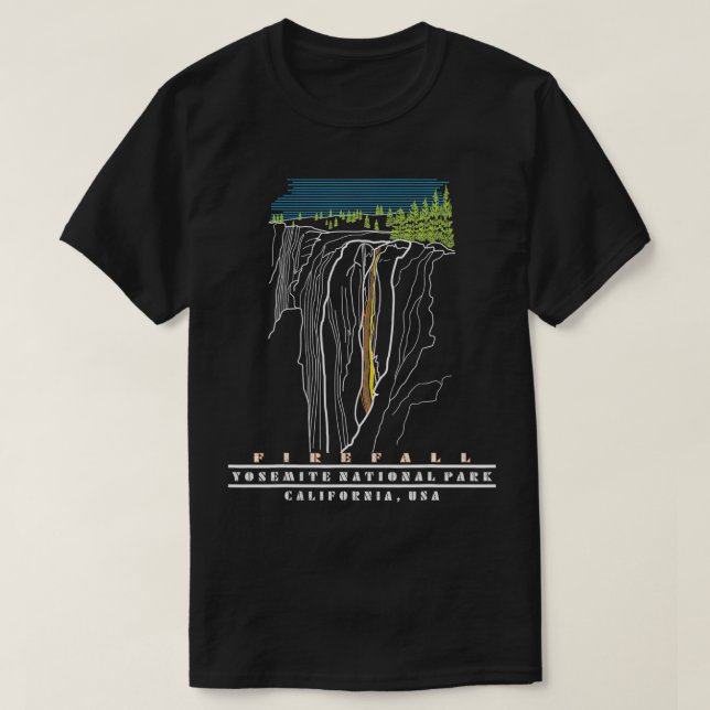 Yosemite Firefall California USA Horsetail Falls S T Shirt (Design framsida)