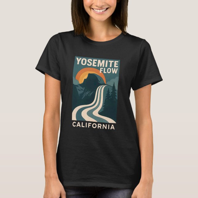 Yosemite Flow Waterfall Shirt Retro Dome Nature T (Framsida)