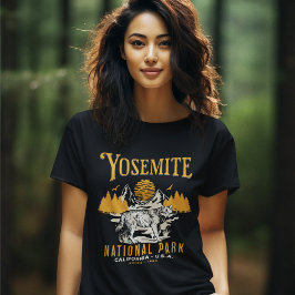 Yosemite Forest Landscape with Vintage Wolf T Shirt