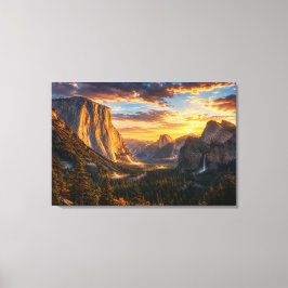 Yosemite Golden Valley Solnedgång Kalifornien Land Canvastryck