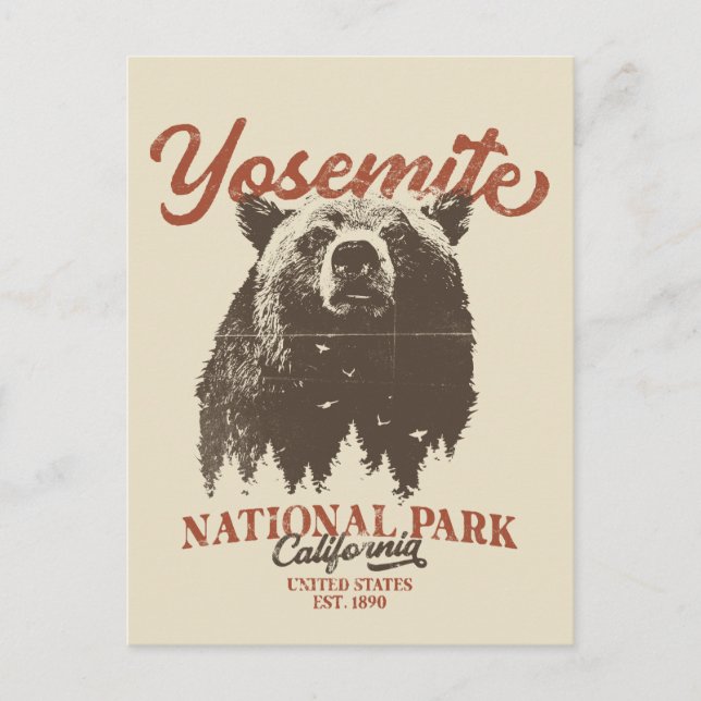 Yosemite Grizzly Bear California National Park Vykort (Framsida)