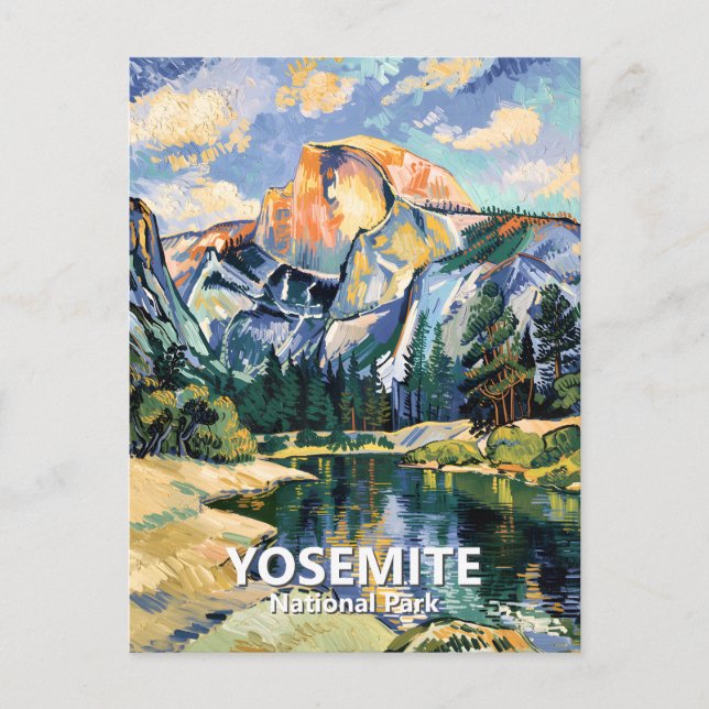 Yosemite Half Dome Färgglad Van Gogh Anpassad Text Vykort (Framsida)