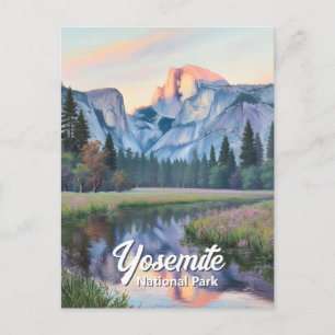 Yosemite Half Dome Solnedgång Äng Landskap Anpassa Vykort