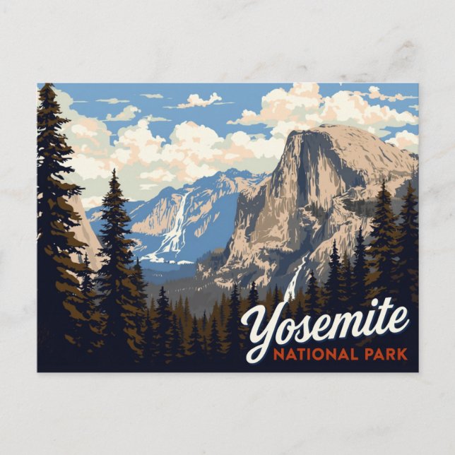 Yosemite Half Dome Vintage Poster Art Vykort (Framsida)