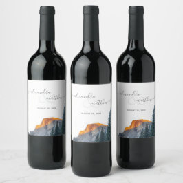 Yosemite halv Dome Sunset Vin-etikett Vinflaska Etikett