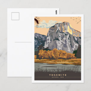 Yosemite Kalifornien USA Resemål Illustration Vykort