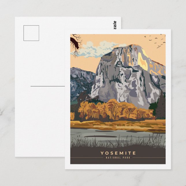 Yosemite Kalifornien USA Resemål Illustration Vykort (Fram/baksida)