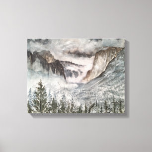 YOSEMITE KALIFORNIEN VATTENFÄRG CANVASTRYCK