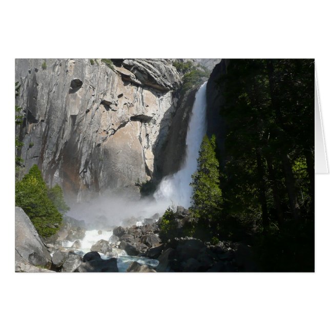 Yosemite Lower Falls vid Lower Yosemite Falls Trai Hälsningskort (Framsidan Horizontal)