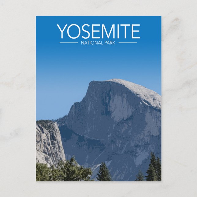 Yosemite National, California Park Stylized Travel Vykort (Framsida)