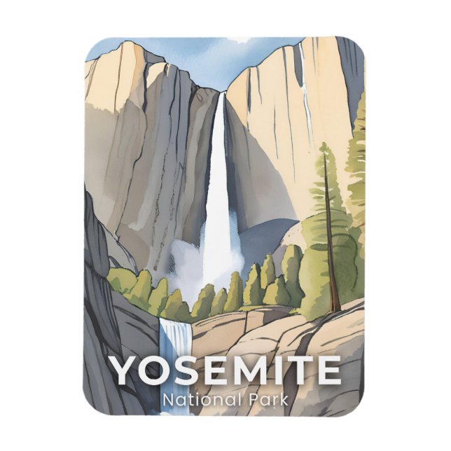 Yosemite National Park | Akvarell Resa Magnet (Vertikal)