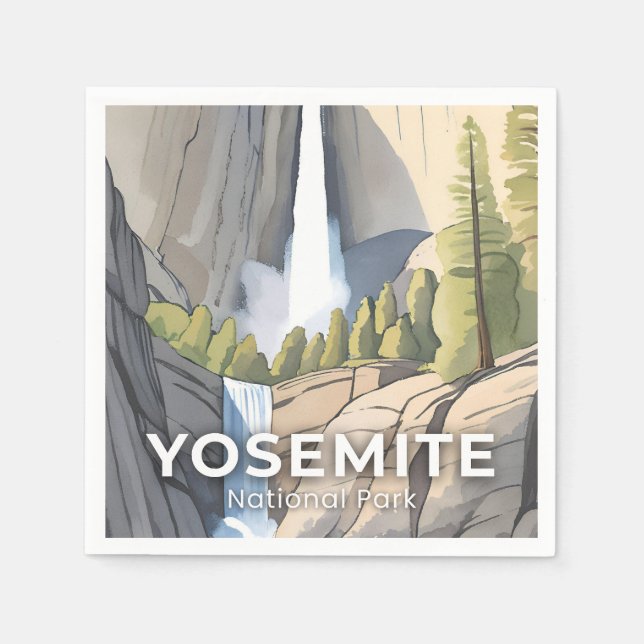 Yosemite National Park | Akvarell Resa Pappersservett (Framsidan)