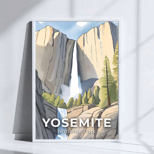 Yosemite National Park Akvarell Resa Poster
