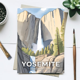 Yosemite National Park Akvarell Resa Vykort
