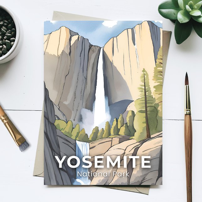 Yosemite National Park | Akvarell Resa Vykort (Skapare uppladdad)