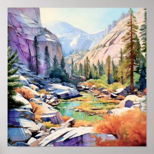 Yosemite National Park Art Skriv ut Poster